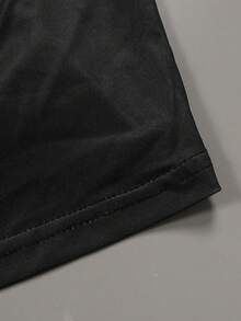 Plus Size Casual V-Neck Colorblock Short Sleeve Dress - Black - View 5