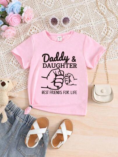 Young Girls' Gesture Logo Printed T-Shirt