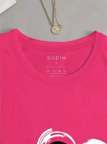 INAWLY Heart-Shaped Printed Round Neck Long Sleeve T-Shirt Graphic Tees Women Tops For Spring Outfit Fall Cloth For Women