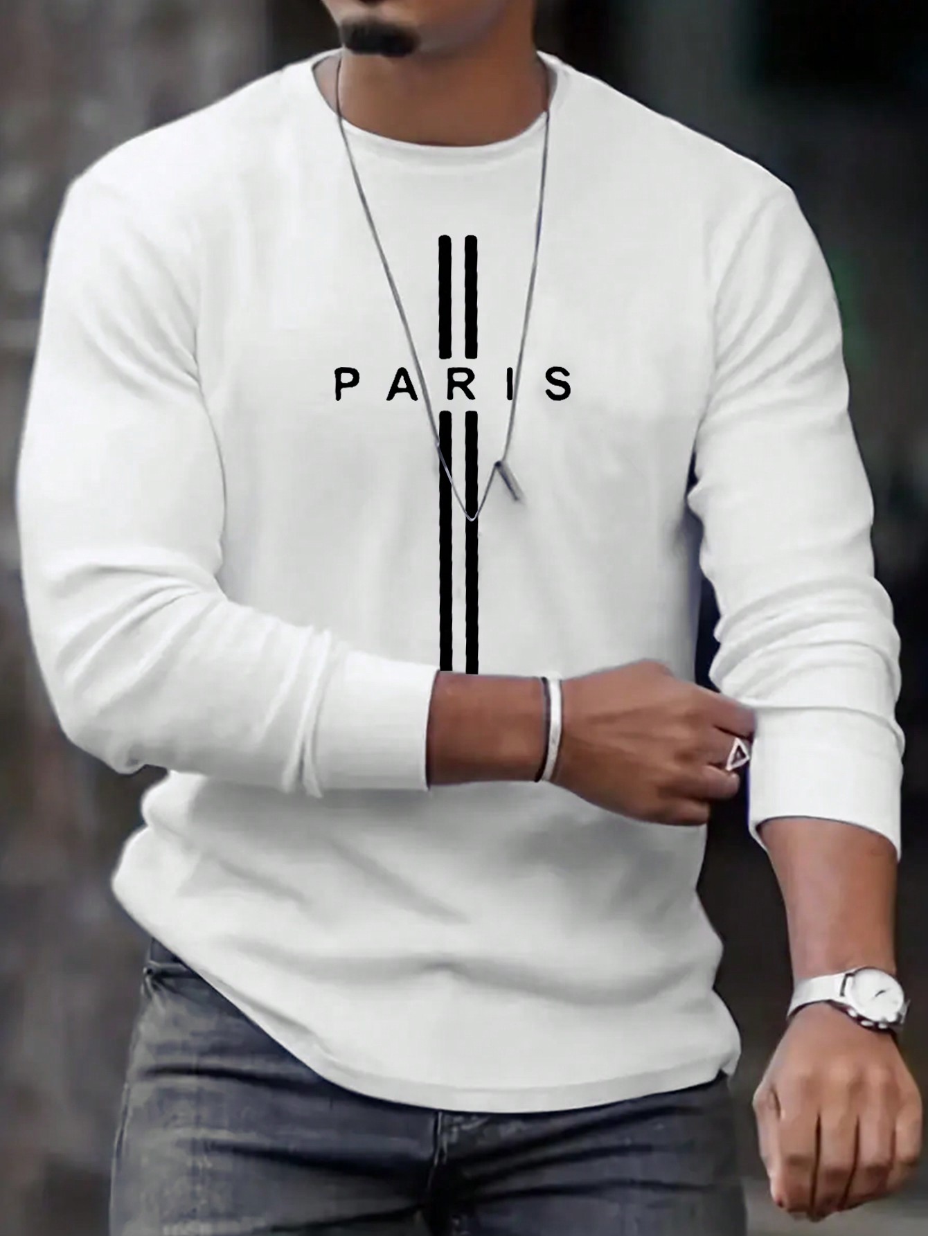 Manfinity Dauomo Men's Striped Letter Printed Round Neck T-Shirt