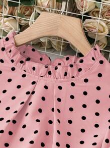 SHEIN Clasi Kích thước lớn Của phụ nữ Hình vết tròng Polka Đứng cổ áo Áo sơ mi - Hồng - Xem 5