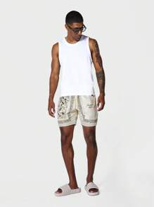 SUMWON Thả Đũng quần Ngắn Với In Tất cả - Màu be - Xem 4