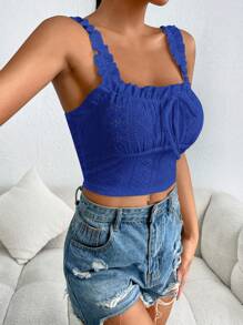 SHEIN EZwear Einfarbiges Durchbrochenes Besticktes Schnür-crop Tank Top