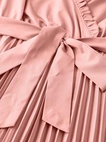 Rometta 大码女式荷叶边饰褶边下摆长款女式连衣裙 - 粉色 - 查看 4