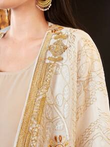 Al Najma 2 件套纯色无袖连衣裙搭配刺绣夹克，适合节日/聚会的穆斯林时尚长袍，优雅奢华的晚会风格 - 彩色 - 查看 4