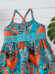 SHEIN Young Girls' Printed Strap Dress For Spring And Summer - Multicolor - View 5