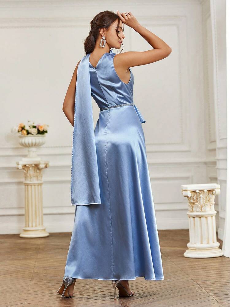 Elegant And Romantic V Neck Ruffles And Sashes Bridesmaid Dress