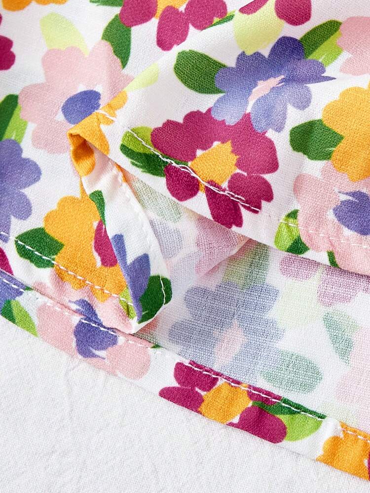 Women's Floral Print Cross Wrap Tie Back Cami Top And Skirt Set