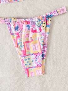 Swim Mod Summer Beach Women's Coconut Tree & Fruit Printed Bikini Set - Pink - View 4