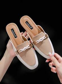 Mengshangli Women's Fashionable Slouchy Style Pointed Toe Half Slippers Flat Shoes