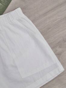 SHEIN EZwear 2 Packs Solid Elastic Waist, Tie Waist Slant Pocket Shorts - Multicolor - View 12