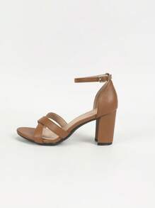 Women's Fashionable Comfortable High Heels Sandals With Ankle Strap For Dancing Party,Spring Summer Outfits - Brown - View 3