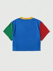 Stevenrhodes Áo thun croptop họa tiết cá mập Street Life Graphic Color-Block, trường học - Nhiều màu - Xem 2