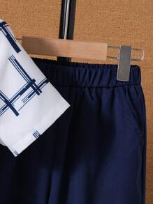 SHEIN Tween Boy Full Printed Button-Front Short Sleeve Shirt And Pants Set - Multicolor - View 6