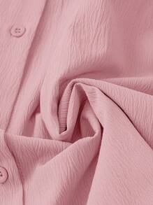 SHEIN LUNE Plus Size Women's Beaded Long Sleeve Shirt - Pink - View 4