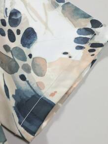 Men's Tie-Dye Print Button-Up Short Sleeve Shirt - Multicolor - View 3