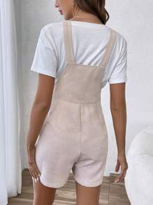 SHEIN 孕婦休閒寬鬆連身褲,可調式肩帶 - 杏色 - 查看 2