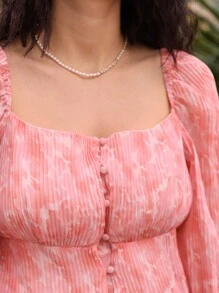 Aveloria Willekeurig Geprint Klokmouwen Cropped Blouses