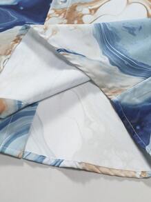 Men's Fashion Marble Print Short Sleeve Shirt - Blue - View 4