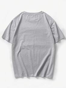 Manfinity Homme Men's Mountain Pattern Printed Short Sleeve T-Shirt - Light Grey - View 2