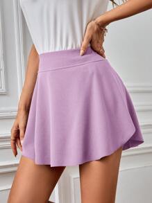SHEIN Essnce 女士實色短裙內搭短褲 - 淡紫色 - 查看 8