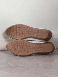 Giày Cao Gót & Đế Xuồng Nữ Trang Trí Thắt Nơ, Đế Mềm Thoải Mái, Chống Mệt Mỏi, Đi Làm, Đen - trắng - Xem 6