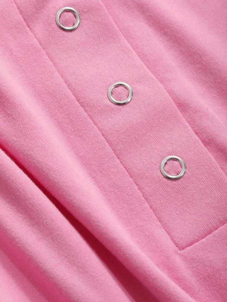 Crop Top Tight Fit Half-Zip Short Sleeve T-Shirt With Oversized Round Neckline Sexy Top