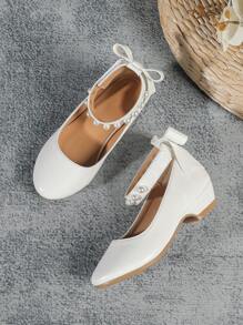 Children's Elegant Pearl Decor Flat Shoes
