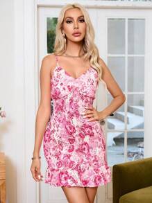 GENKIRA Ditsy Floral Printed Ruffle Hem Cami Dress - Multicolor - View 5