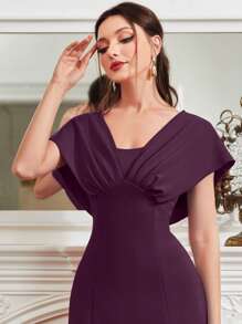 Modelyn Solid Color Cinching Waist Casual Dress - Red Violet - View 4