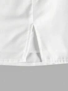 SHEIN Unity 純色緞面開叉裙 - 白色 - 查看 5