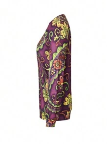 EMERY ROSE Plus Size Women's Paisley Printed Long Sleeve Sweatshirt Graduation,Back To School Outfits,Graduation,Teacher Outfits For Women,Back To School - Purple - View 3