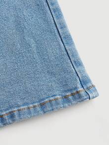 SHEIN Jeans acampanados con bolsillos en diagonal y estampado de mariposas estilo boho primavera-verano para niña preadolescente, verano - Lavado ligero - Ver 4