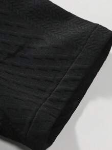 Manfinity Homme Camisa De Manga Corta Texturizada De Color Sólido Para Hombres - Negro - Ver 5