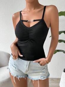 SHEIN Unity Camisola De Tirantes Para Mujeres, Sencilla, Con Estilo Y Ajustada Para Adelgazar.