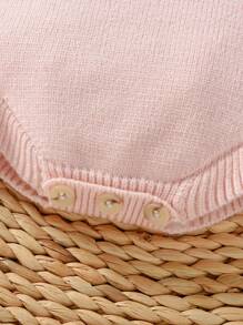 Đứa bé gái Viền Ruffle Đan Áo liền quần chặt Without Tee - Hồng - Xem 5