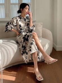 Dazy Designer Váy dài tay thiết kế hoa thanh lịch cho nữ, bèo nhún - Nhiều màu - Xem 3