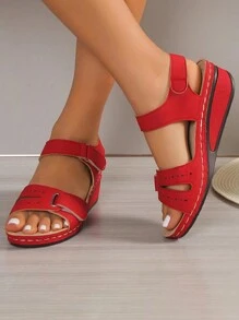 Women's Comfortable Wedge Sandals With Strap, Soft Sole, Handmade, Thick Bottom, Ultralight
