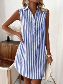 EMERY ROSE Contrast Color Striped Tank Dress