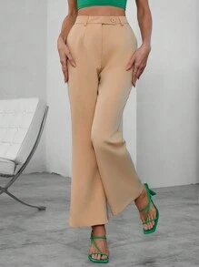 GENKIRA Của phụ nữ Màu thuần Bùng nổ Quần tây - Màu Khaki - Xem 5