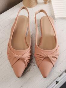 女士粉色尖頭扁平鞋 - 藕粉色 - 查看 3