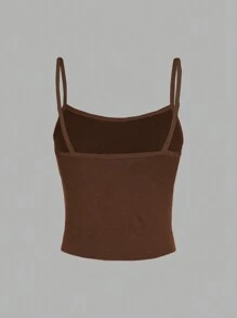 SHEIN EZwear Braunes lässiges und einfaches All-Match Camisole Top, geeignet für den Sommer, Slim Fit für Frauen