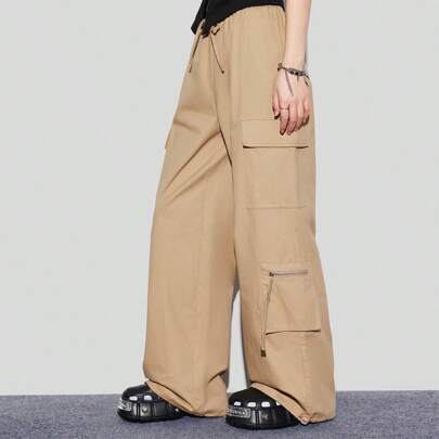 카키 멀티 포켓 카고 바지