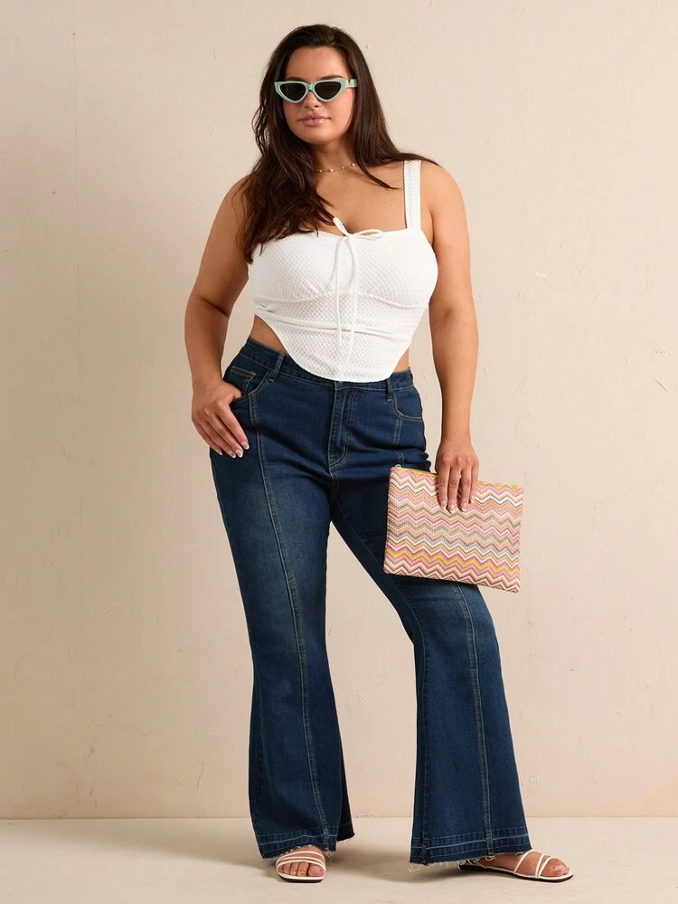 Plus Size Solid Colored Texture Camisole Top