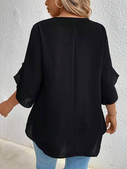SHEIN LUNE CURVE 加大碼女士純色圓領上衣