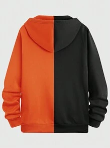 ROMWE MEN Prep Nam Hai âm Đồ họa Chữ cái Dây kéo Dây rút Áo hoodie ấm áp - Nhiều màu - Xem 2