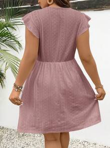 SHEIN Frenchy Plus Size Boho damska kontrastowa koronkowa letnia suknia ślubna sukienka gościnna sukienka z krótkim rękawem w kształcie litery A