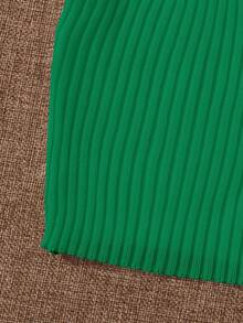 SHEIN Essnce Women's Solid Color Ribbed Knit Camisole Top - Green - View 6