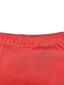 1 Set Women Solid Color Short Sleeve T-Shirt And Pants Summer Red - Red - View 5