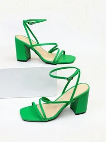 Women's Minimalist Chunky Heel Ankle Strap Elegant Outdoor High-Heeled Sandals For Summer